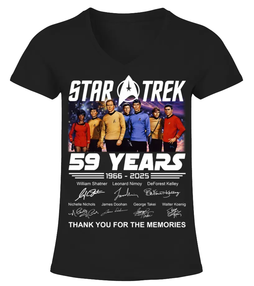 008 STAR TREK 59 YEARS 1966  2025 CAMISETA CUELLO PICO MUJER