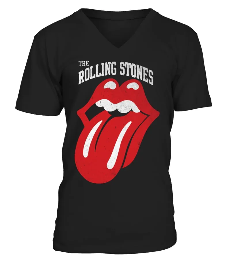 100IB001BK. THE ROLLING STONES “TONGUE AND LIPS” A.K.A. “LICK” LOGO CAMISETA CUELLO EN V UNISEX