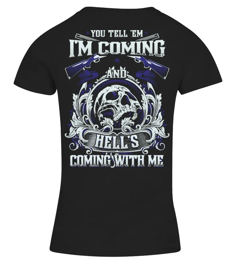 [2 SIDES] HUCKLEBERRY  HELL'S COMING CAMISETA CUELLO PICO MUJER