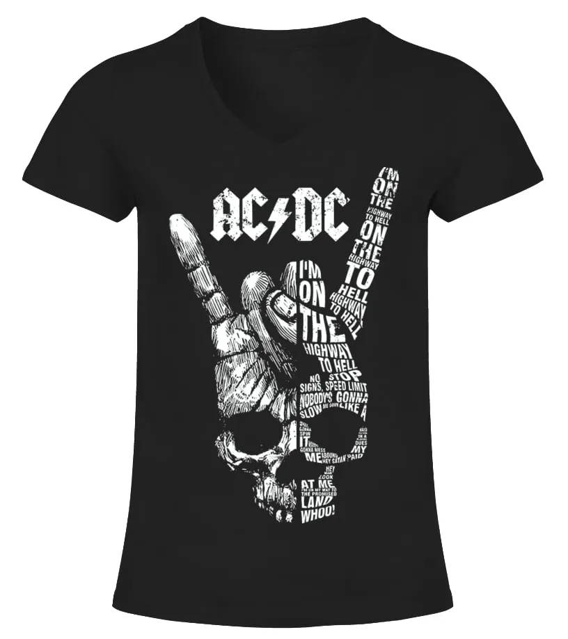 ACDC Highway to Hell 2 BK Camiseta cuello pico Mujer