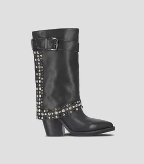 Alma en Pena Botas de piel con tacón alto ancho Mujer