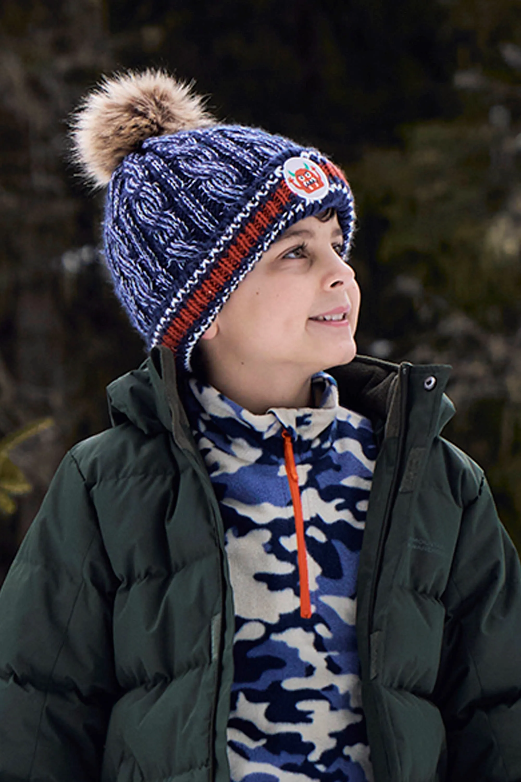Badged gorro con pompón infantil