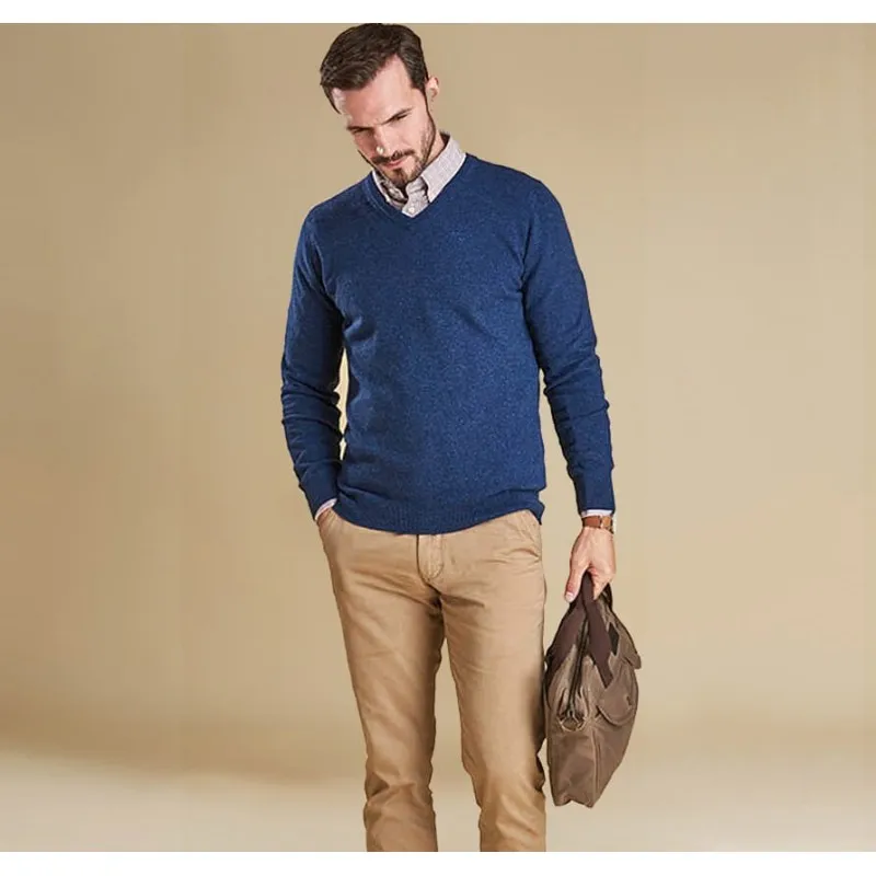 Barbour Essential lambswool V Neck Deep blue