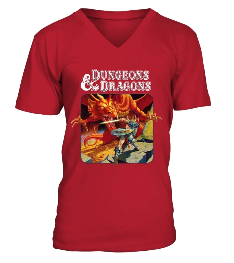 BDND1983006RD. BASIC DUNGEONS &AMP; DRAGON BECMI VERSION  BASIC SET CAMISETA CUELLO EN V UNISEX