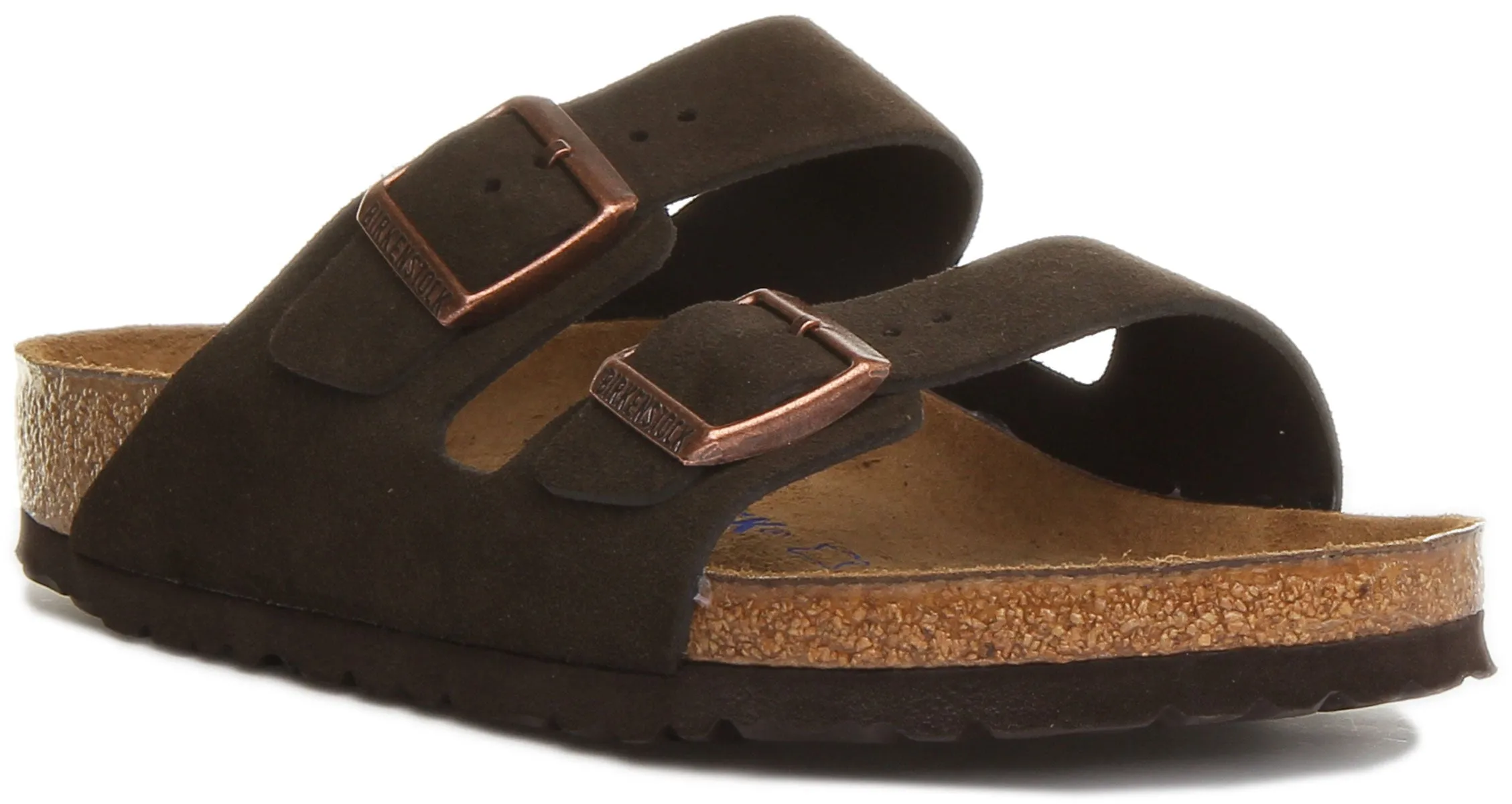 Birkenstock Arizona BS Sandalia de piel de doble tira para en moca