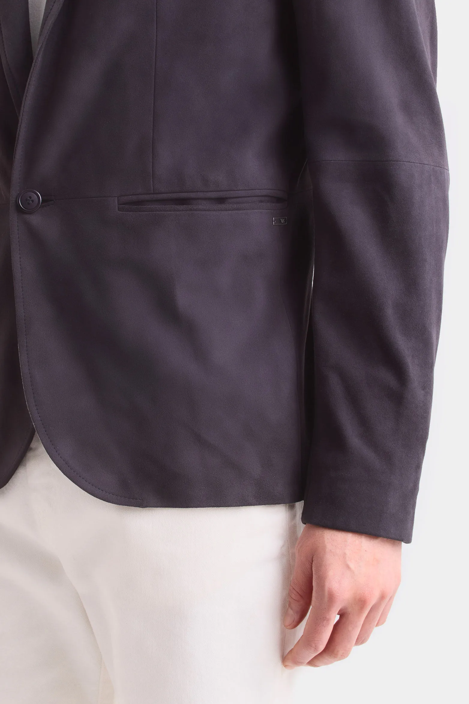 Blazer niger de gamuza para hombre fit semi ajustado