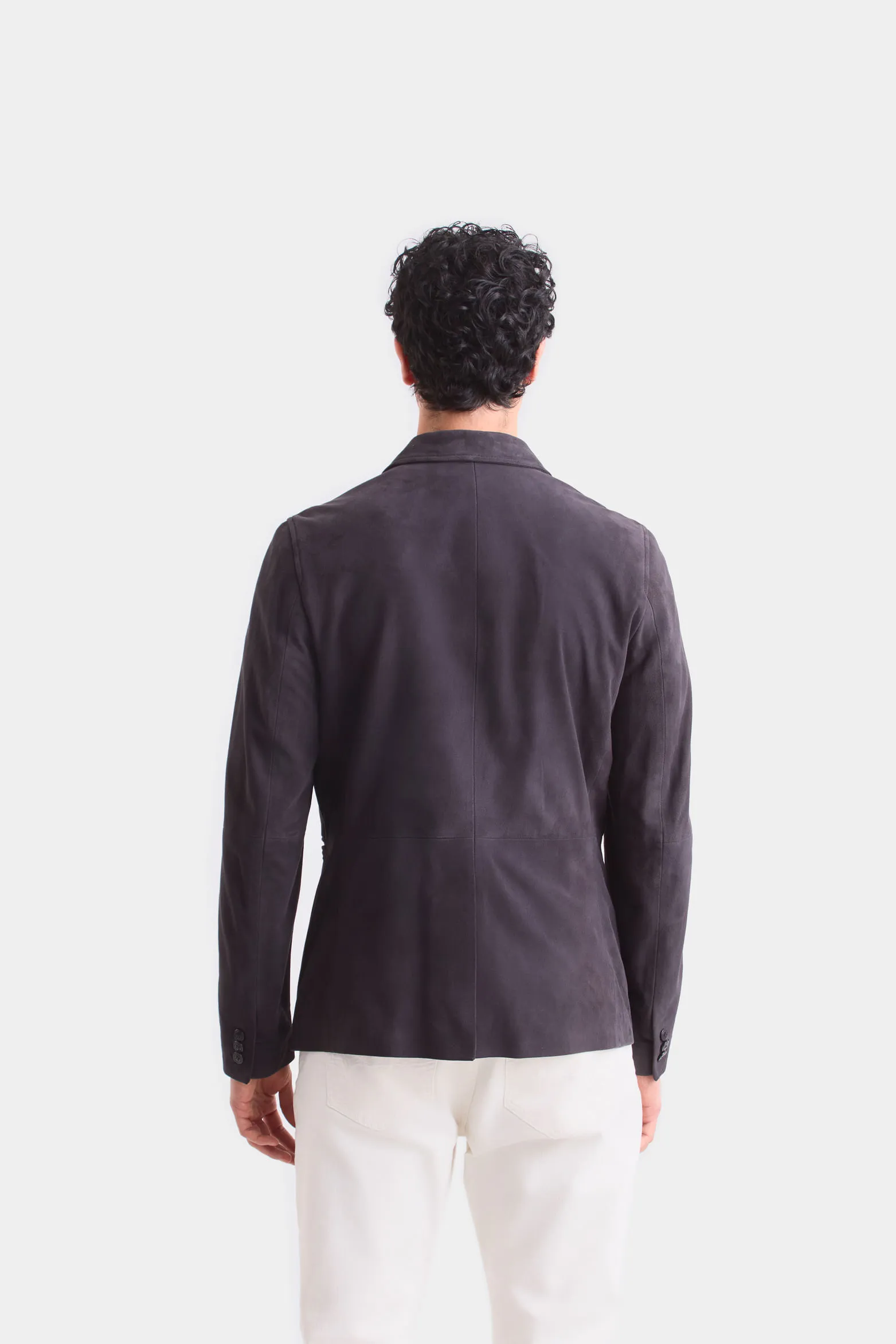 Blazer niger de gamuza para hombre fit semi ajustado
