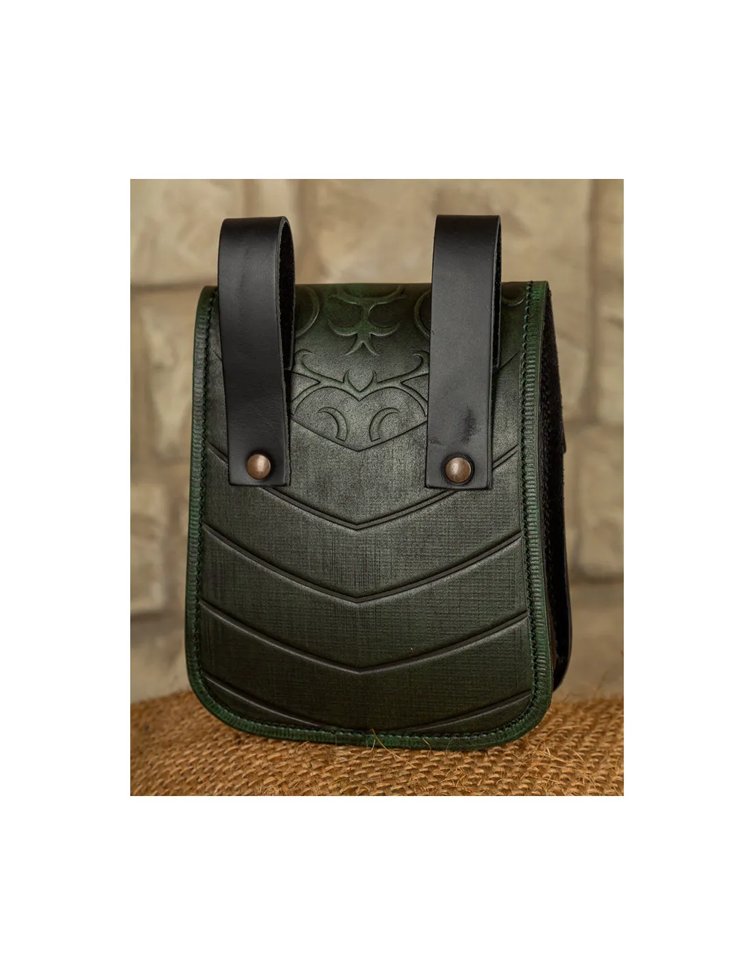 Bolso medieval Goffredo en cuero verde