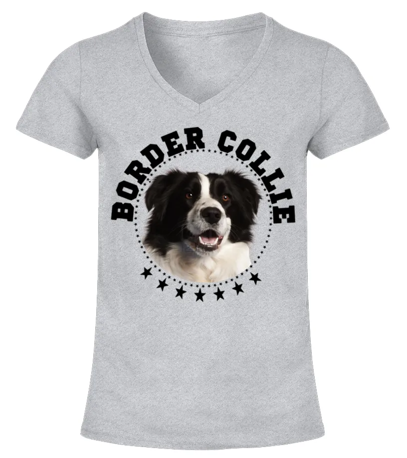 border collie Men's T Shirt Camiseta cuello pico Mujer