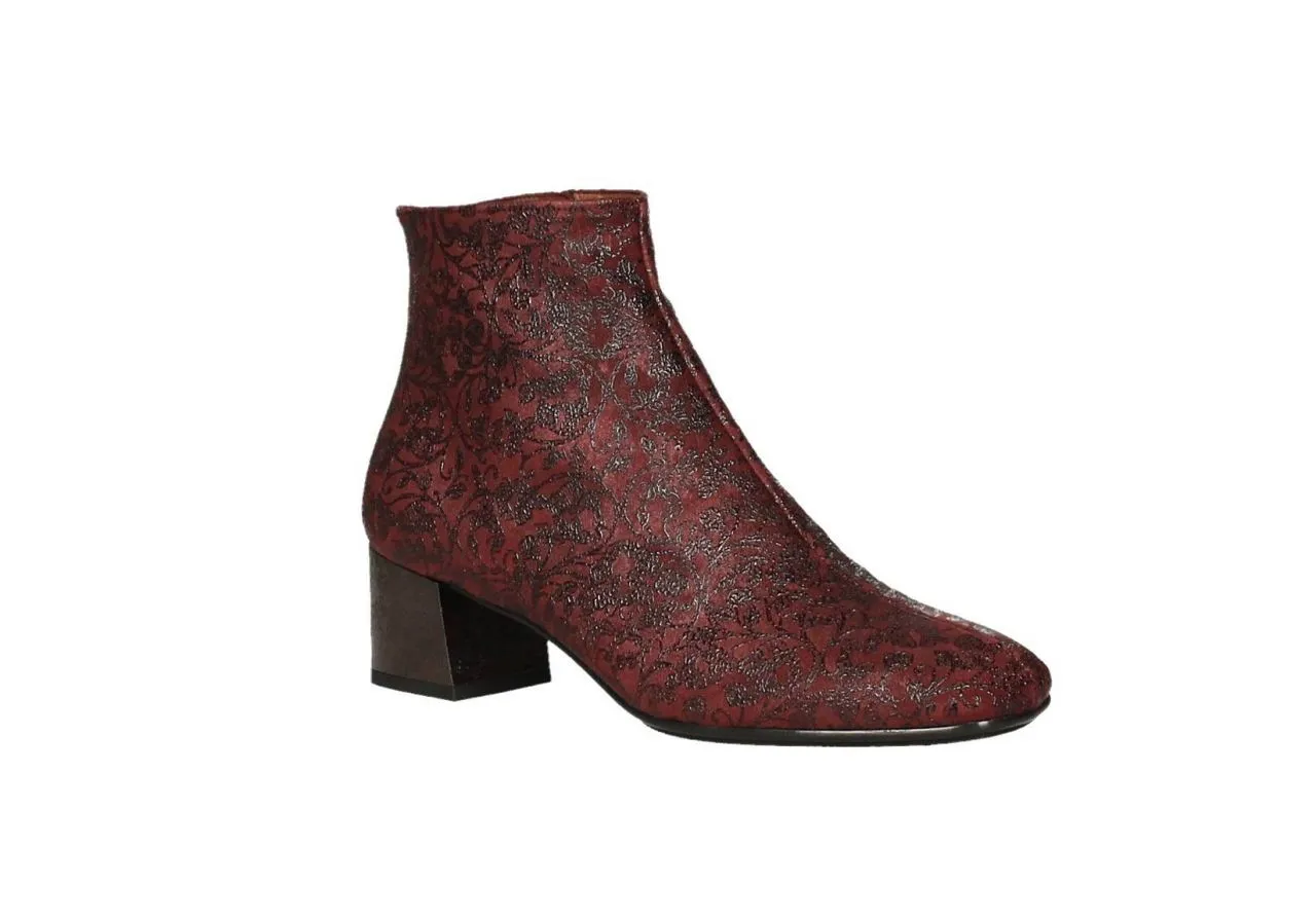 Botin Cremallera Brocado Burdeos
