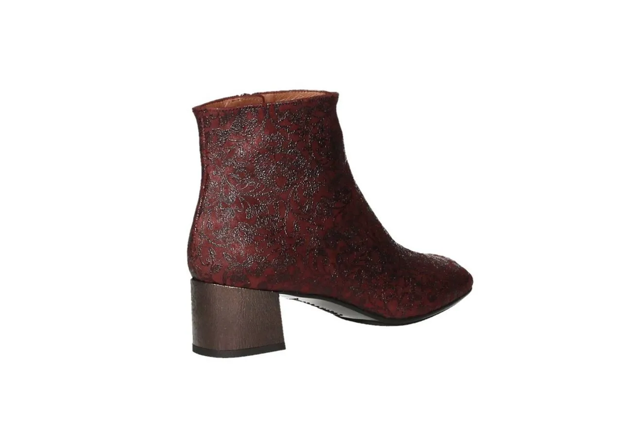 Botin Cremallera Brocado Burdeos