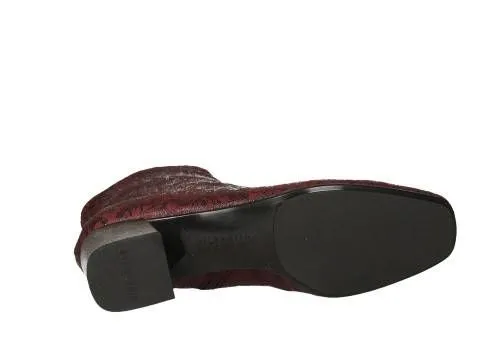 Botin Cremallera Brocado Burdeos