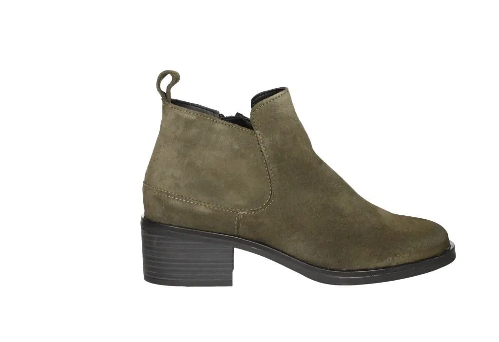 Botin Cremallera Nobuck Kaki Tacon Medio