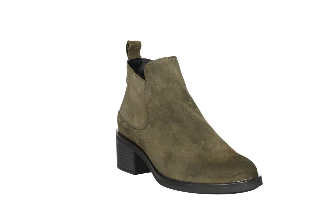 Botin Cremallera Nobuck Kaki Tacon Medio