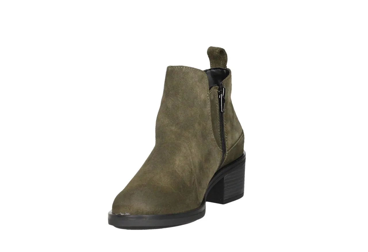 Botin Cremallera Nobuck Kaki Tacon Medio