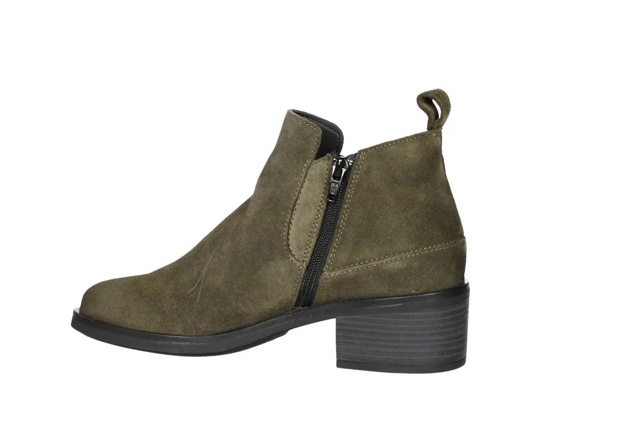 Botin Cremallera Nobuck Kaki Tacon Medio