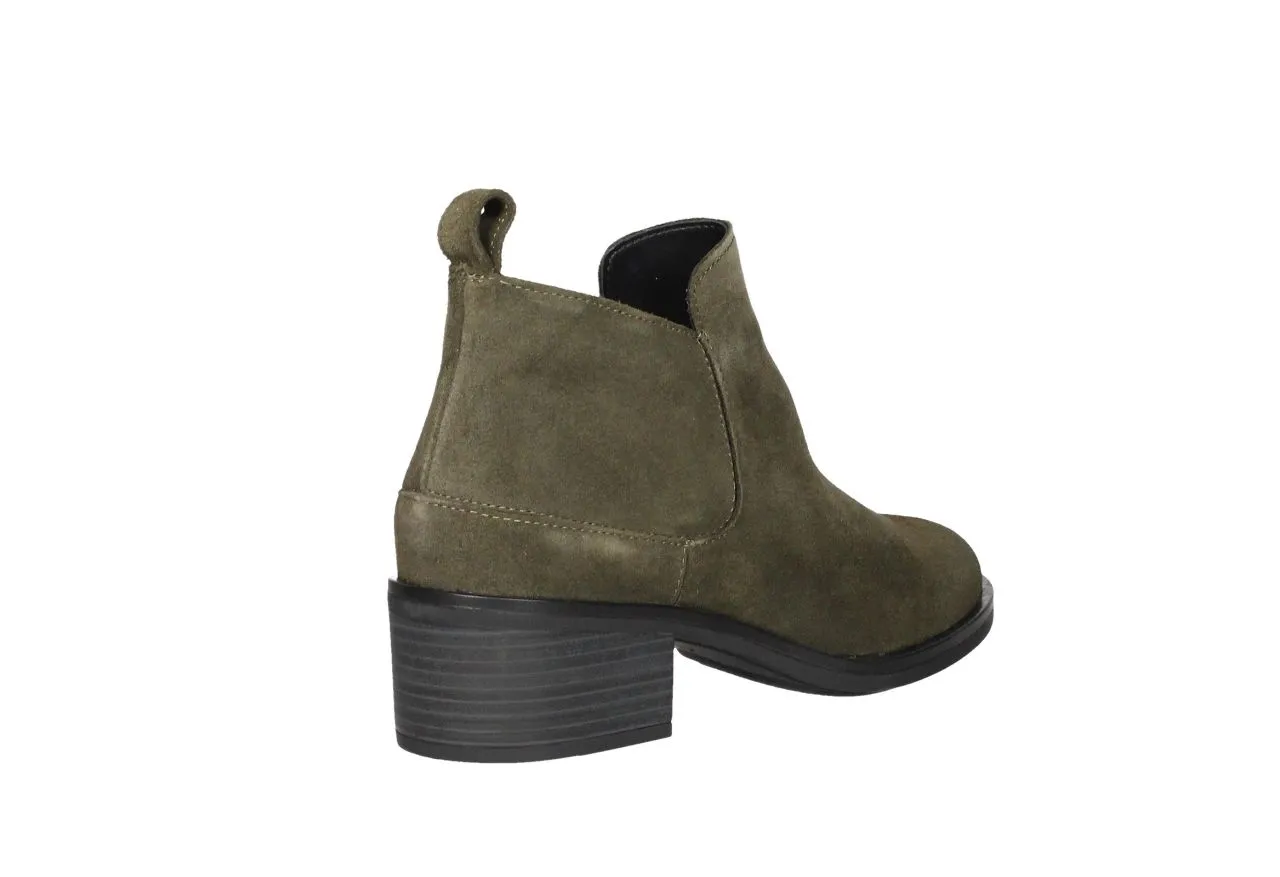 Botin Cremallera Nobuck Kaki Tacon Medio