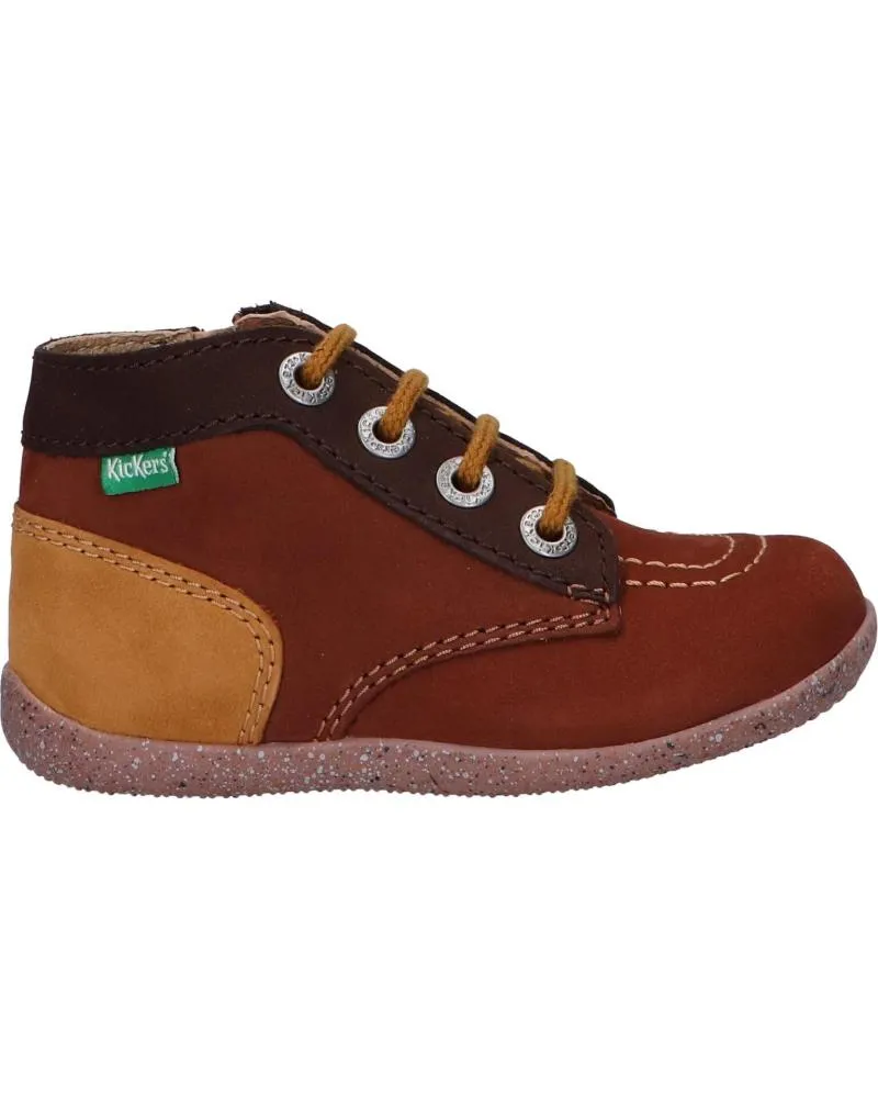 BOTINES DE NIñA Y NIñO KICKERS 830281 BONZIP2 91 MARRON CAMEL TRICOLORE