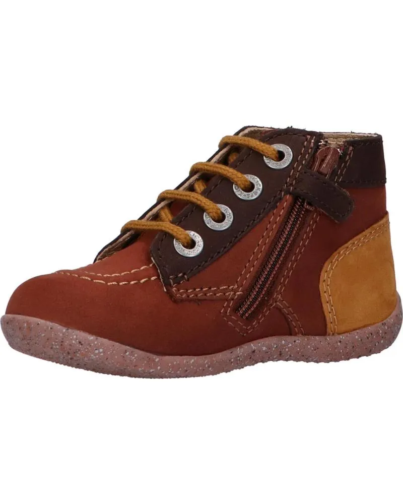 BOTINES DE NIñA Y NIñO KICKERS 830281 BONZIP2 91 MARRON CAMEL TRICOLORE