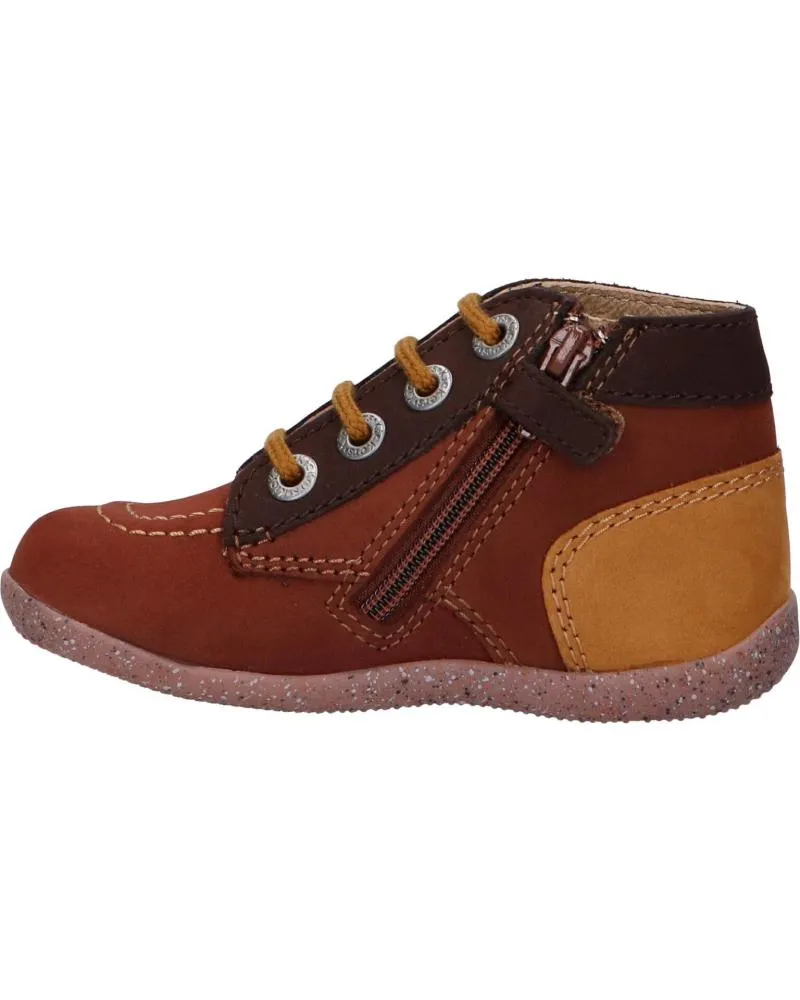 BOTINES DE NIñA Y NIñO KICKERS 830281 BONZIP2 91 MARRON CAMEL TRICOLORE
