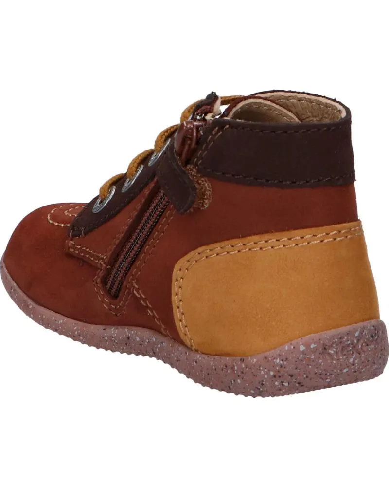 BOTINES DE NIñA Y NIñO KICKERS 830281 BONZIP2 91 MARRON CAMEL TRICOLORE