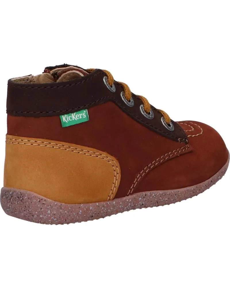 BOTINES DE NIñA Y NIñO KICKERS 830281 BONZIP2 91 MARRON CAMEL TRICOLORE