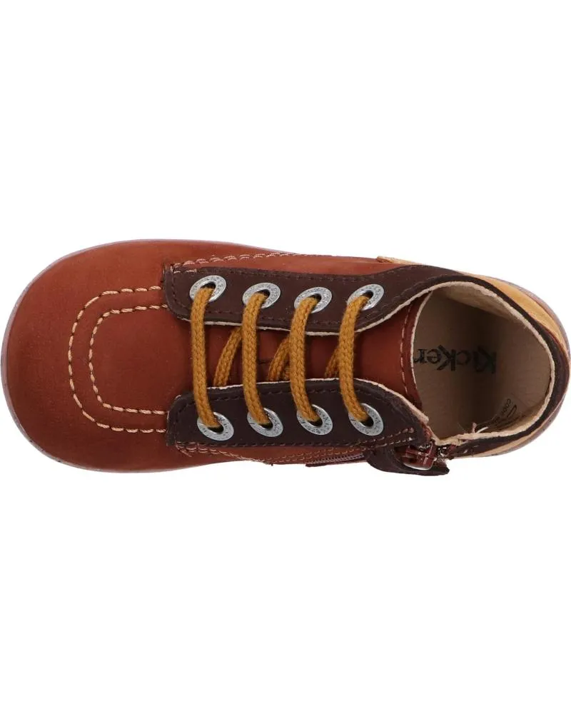 BOTINES DE NIñA Y NIñO KICKERS 830281 BONZIP2 91 MARRON CAMEL TRICOLORE
