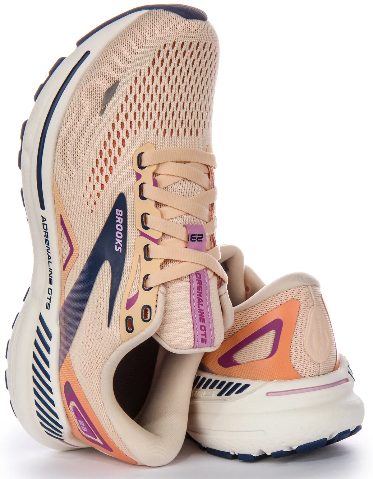 Brooks Adrenaline GTS 23 Lighter Cushion Body Supprt Zapatillas De Malla Para Mujer En Melocotón
