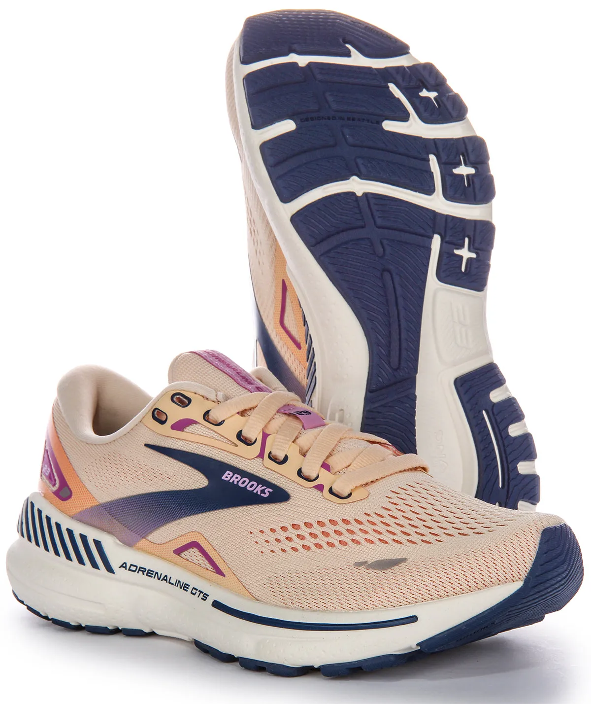 Brooks Adrenaline GTS 23 Lighter Cushion Body Supprt Zapatillas De Malla Para Mujer En Melocotón