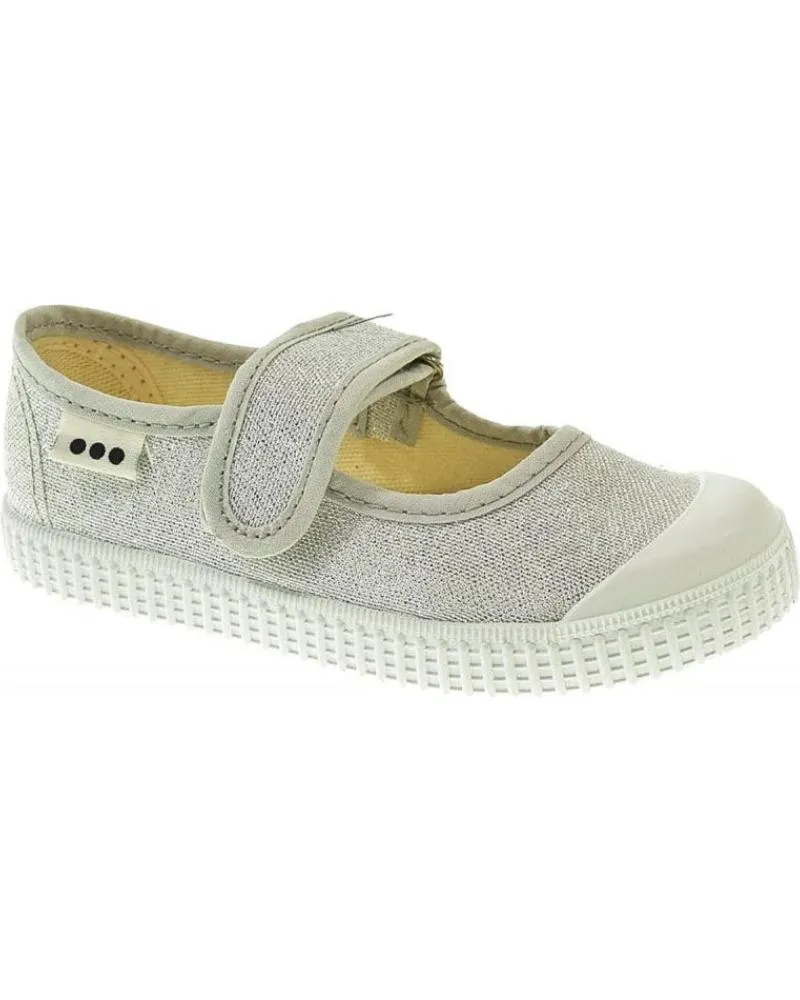 Calzado de casa de Niña y Niño POTOMAC MERCEDES BRILLANTE VELCRO PLATEADO
