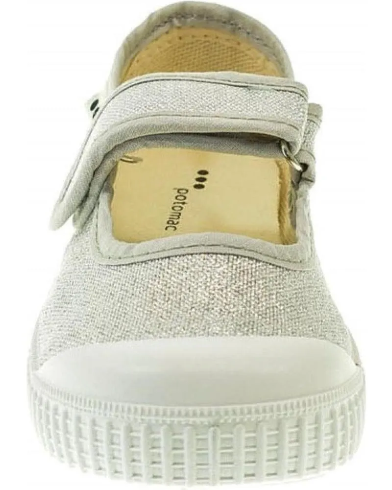 Calzado de casa de Niña y Niño POTOMAC MERCEDES BRILLANTE VELCRO PLATEADO