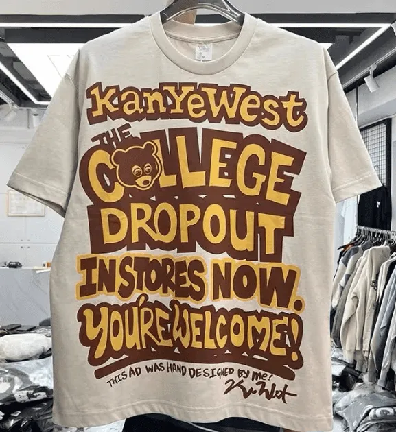 Camiseta de Manga Corta Kanye West Estampado The College Drop Out