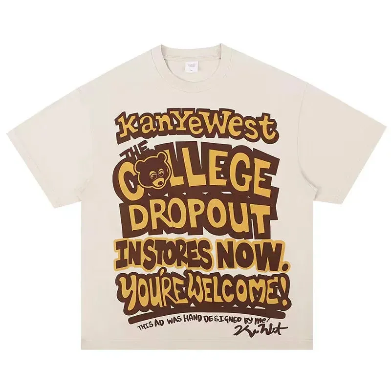 Camiseta de Manga Corta Kanye West Estampado The College Drop Out