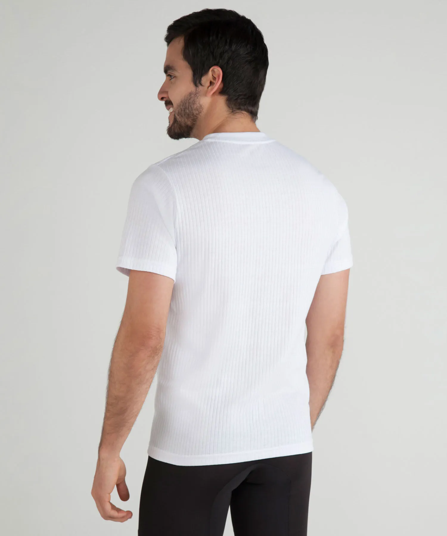 CAMISETA INTERIOR PARA HOMBRE ACANALADA, MANGA CORTA