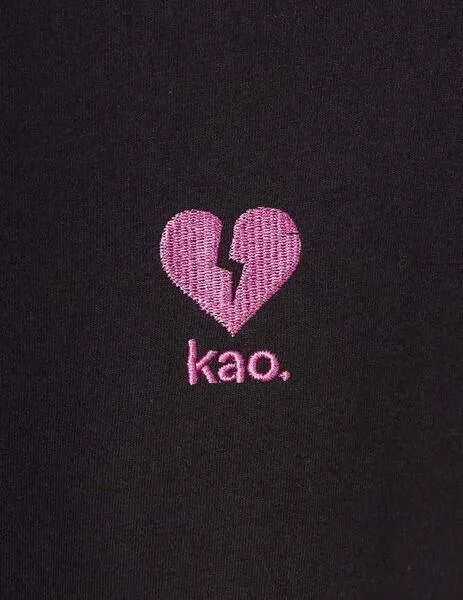 CAMISETA KAOTIKO WASHED HOT STUFF HEART  BLACK