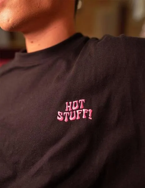 CAMISETA KAOTIKO WASHED HOT STUFF HEART  BLACK