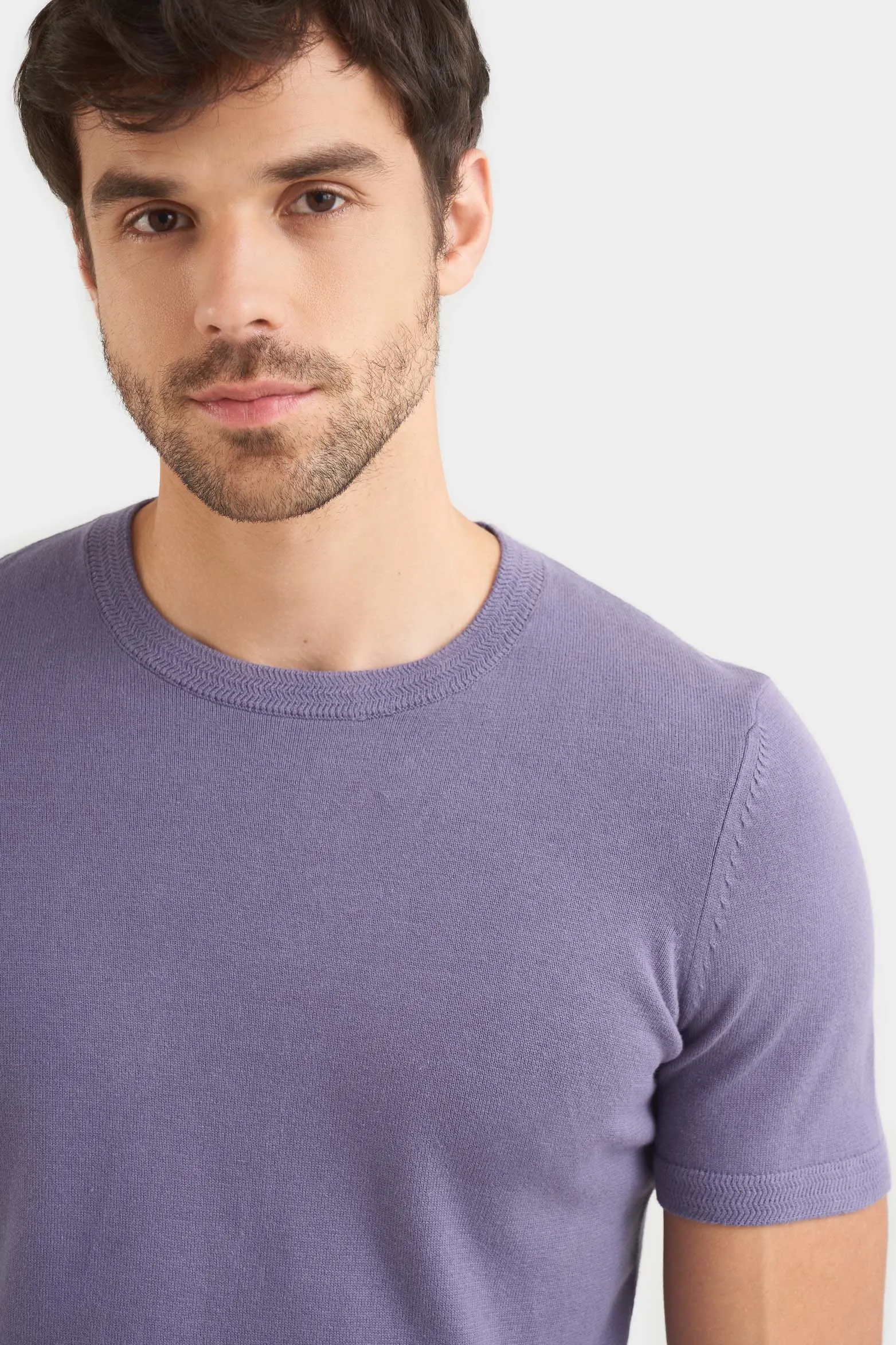 Camiseta loira de algodón para hombre detalle tejido