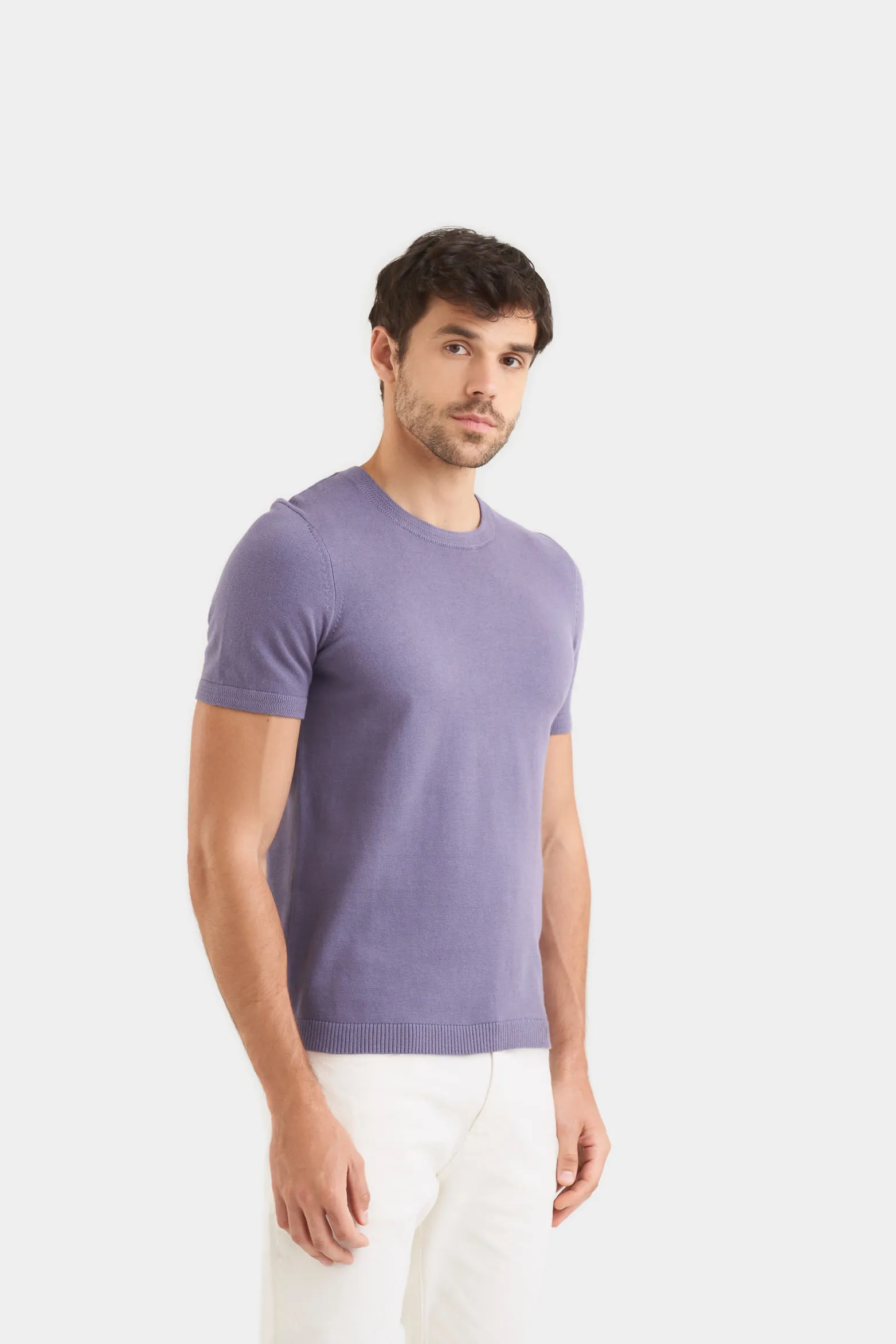 Camiseta loira de algodón para hombre detalle tejido