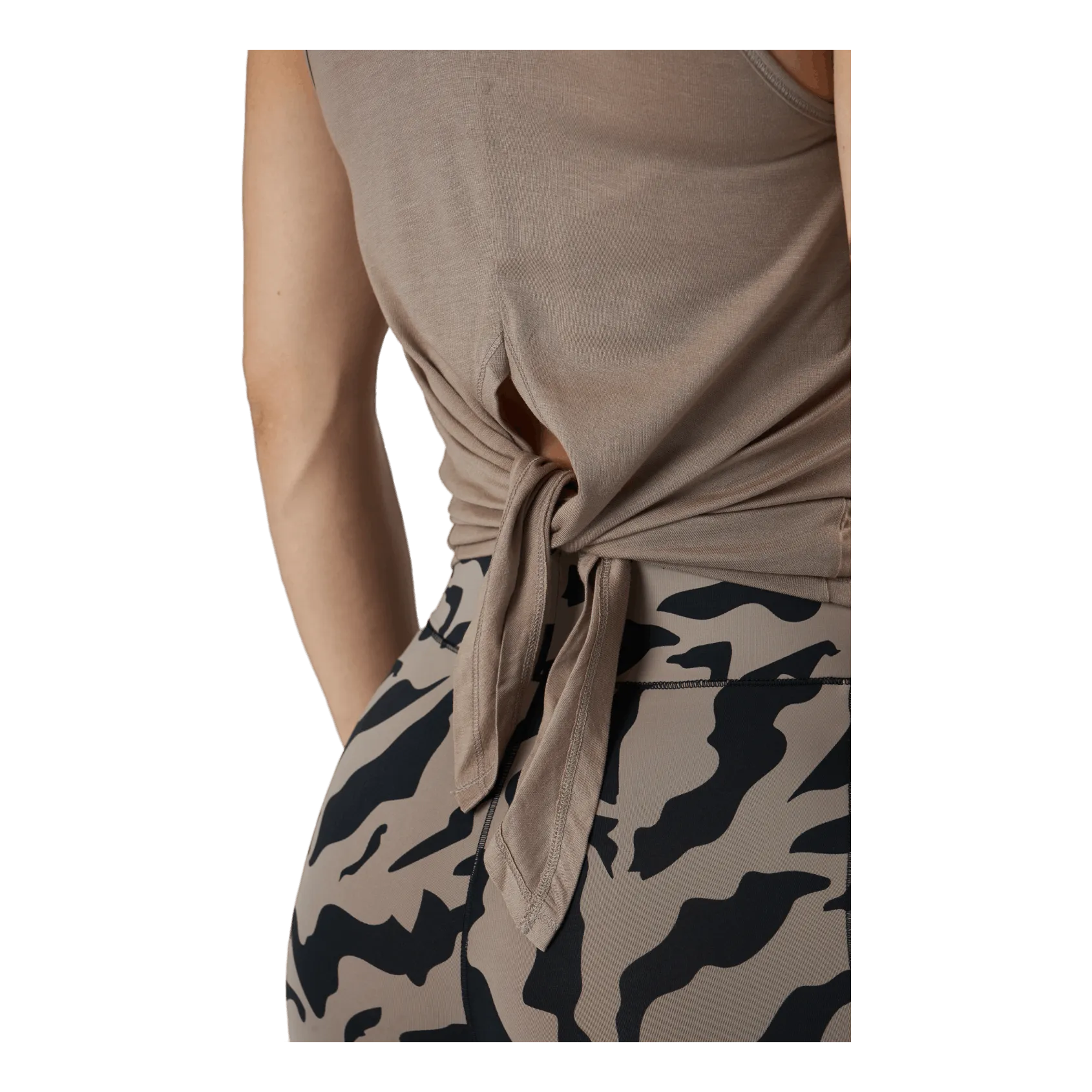 Casall Tie Back Tank Taupe Grey