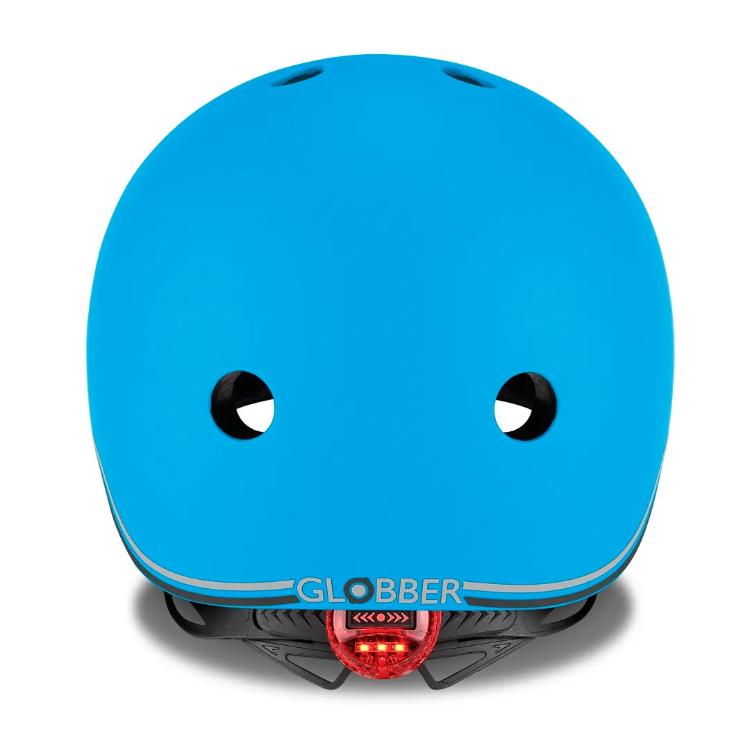 Casco Scooter Niño Globber Primo Lights Celeste