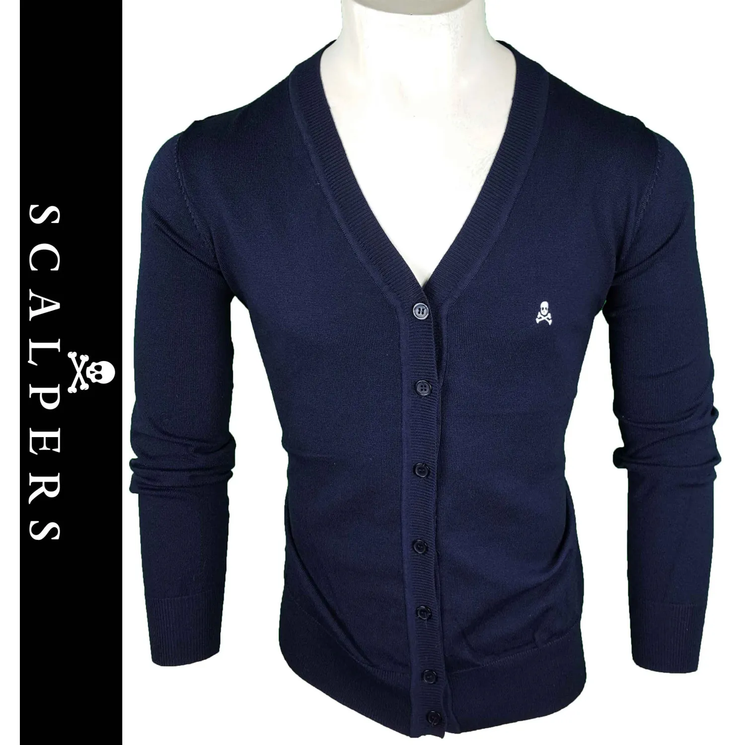 Chaqueta Cárdigan de Punto Scalp. Hombre Azul Marino Ref.60058
