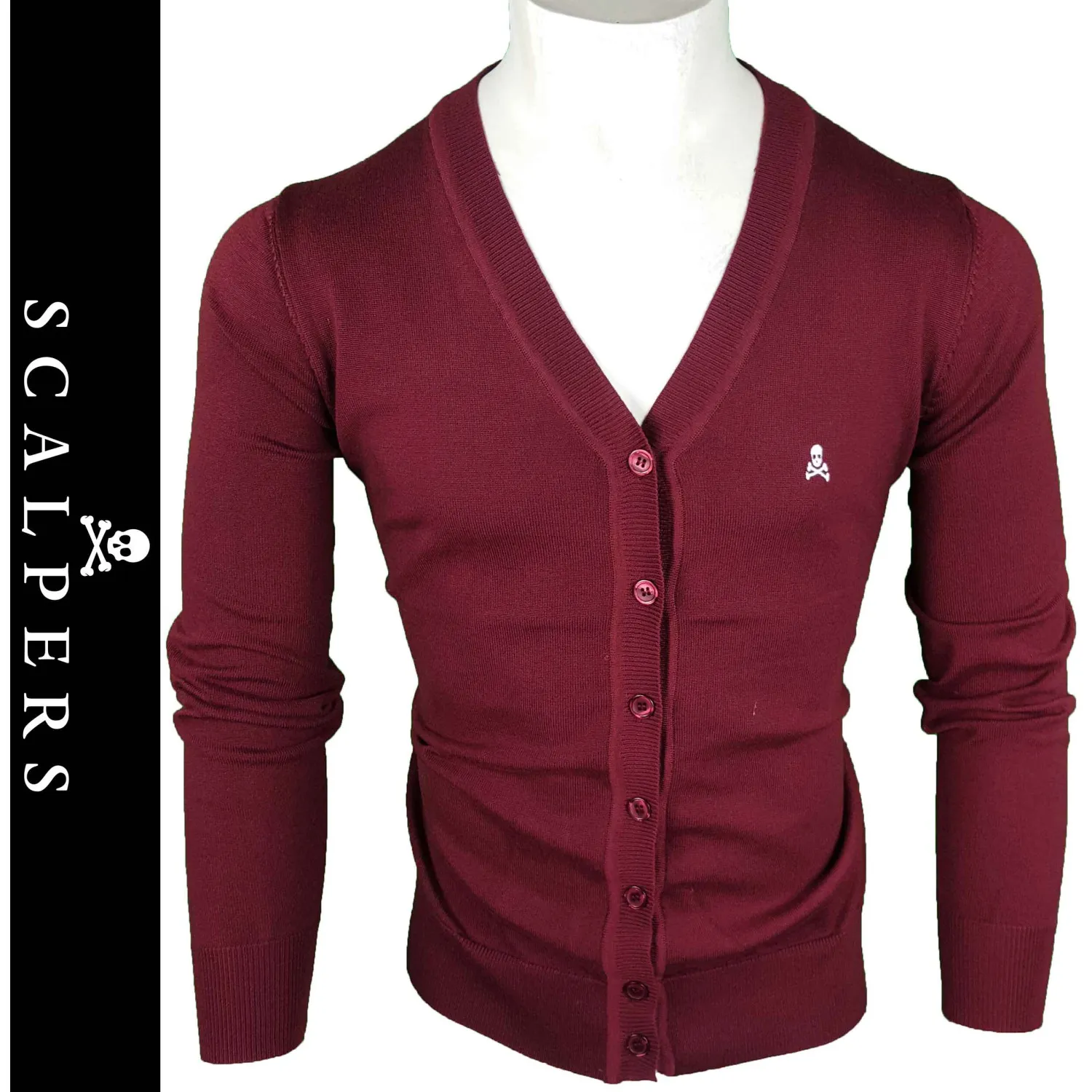 Chaqueta Cárdigan de Punto Scalp. Hombre Bordeaux Ref.60062