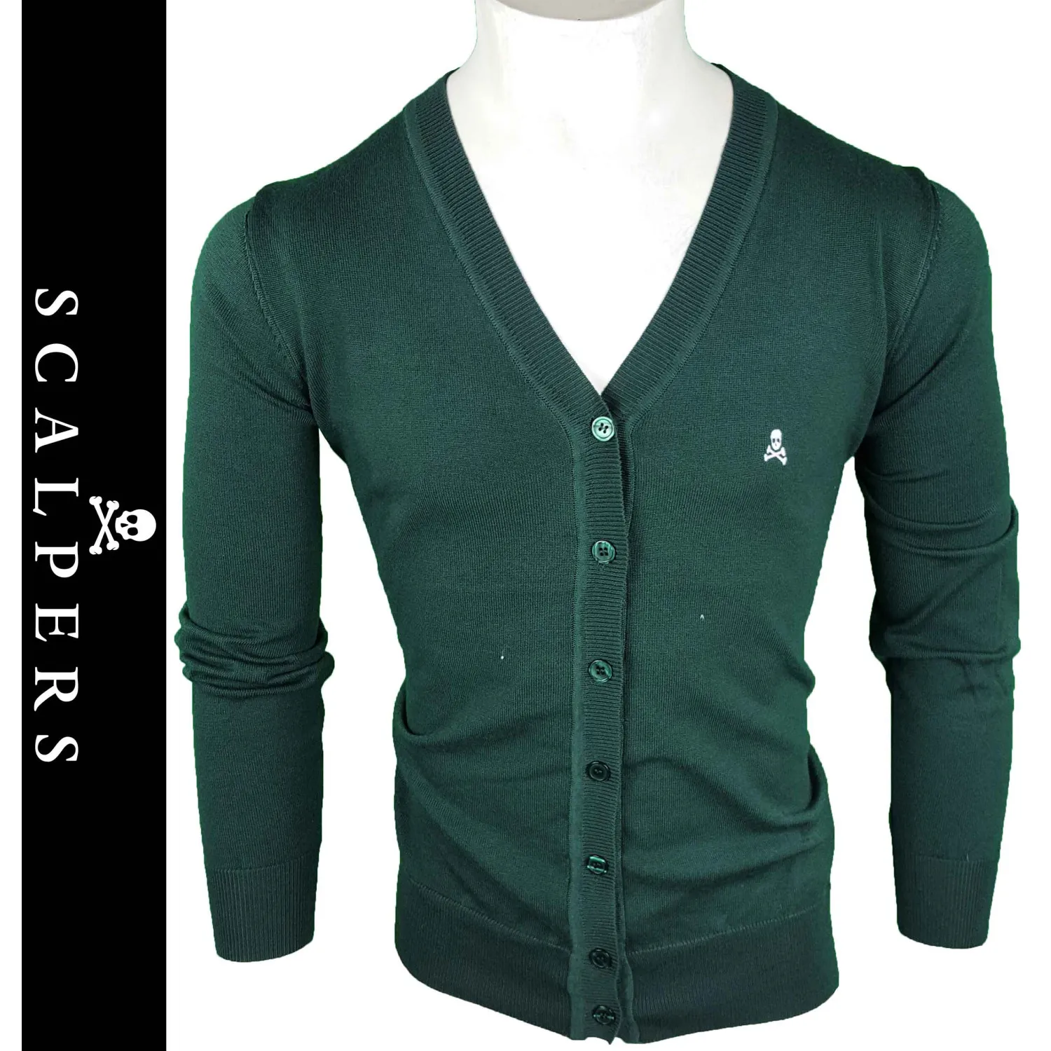 Chaqueta Cárdigan de Punto Scalp. Hombre Verde Ref.60061