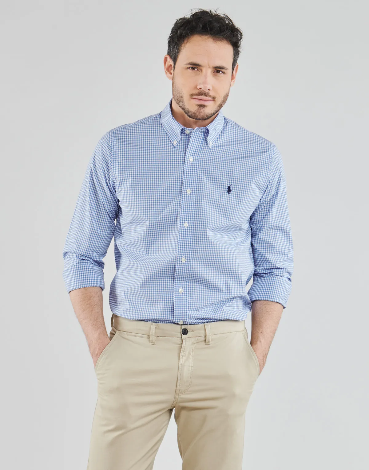 CHEMISE AJUSTEE EN POPLINE DE COTON COL BOUTONNE  LOGO PONY PLAY