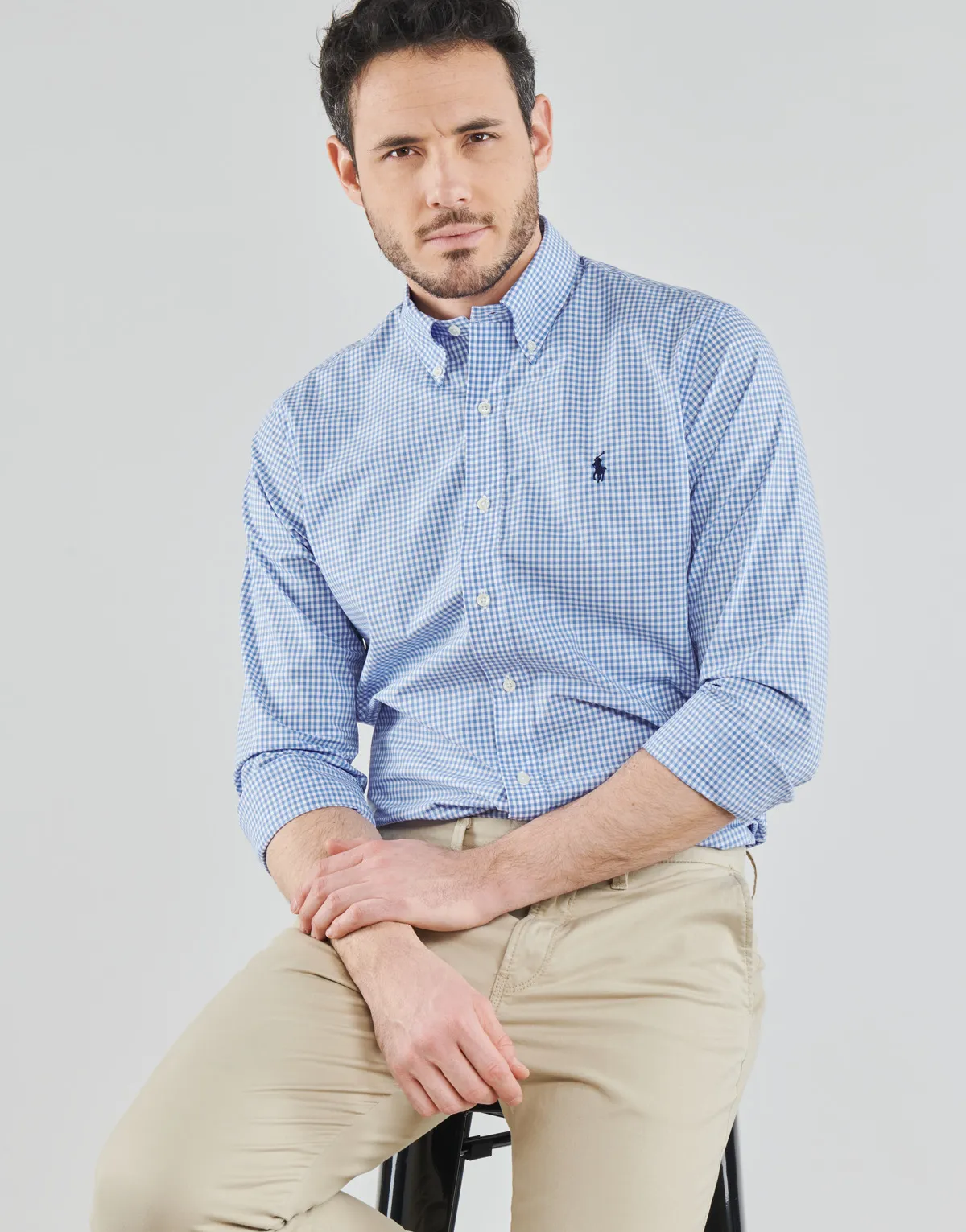 CHEMISE AJUSTEE EN POPLINE DE COTON COL BOUTONNE  LOGO PONY PLAY