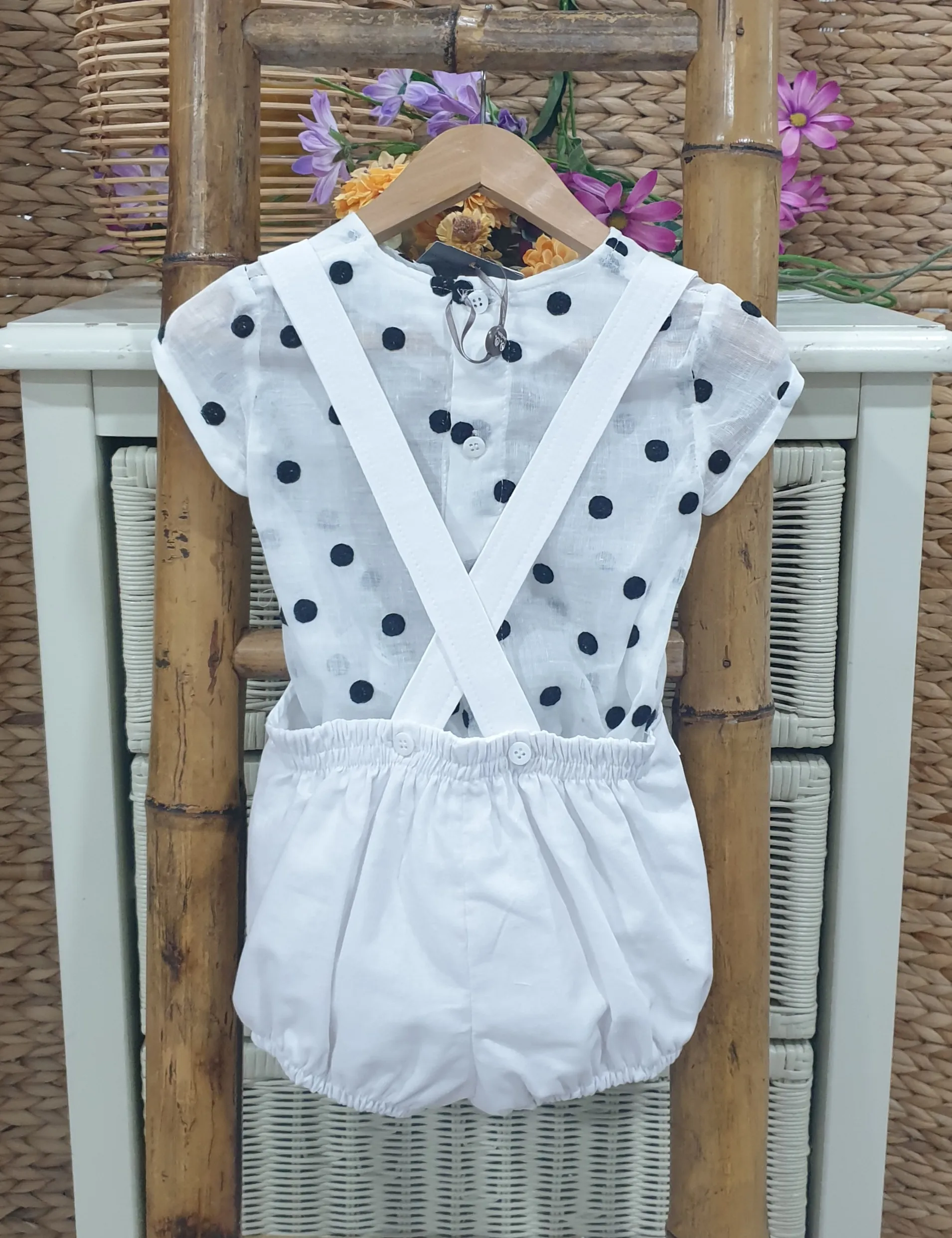 Conjunto niño bombacho Topos negro JV  R220787