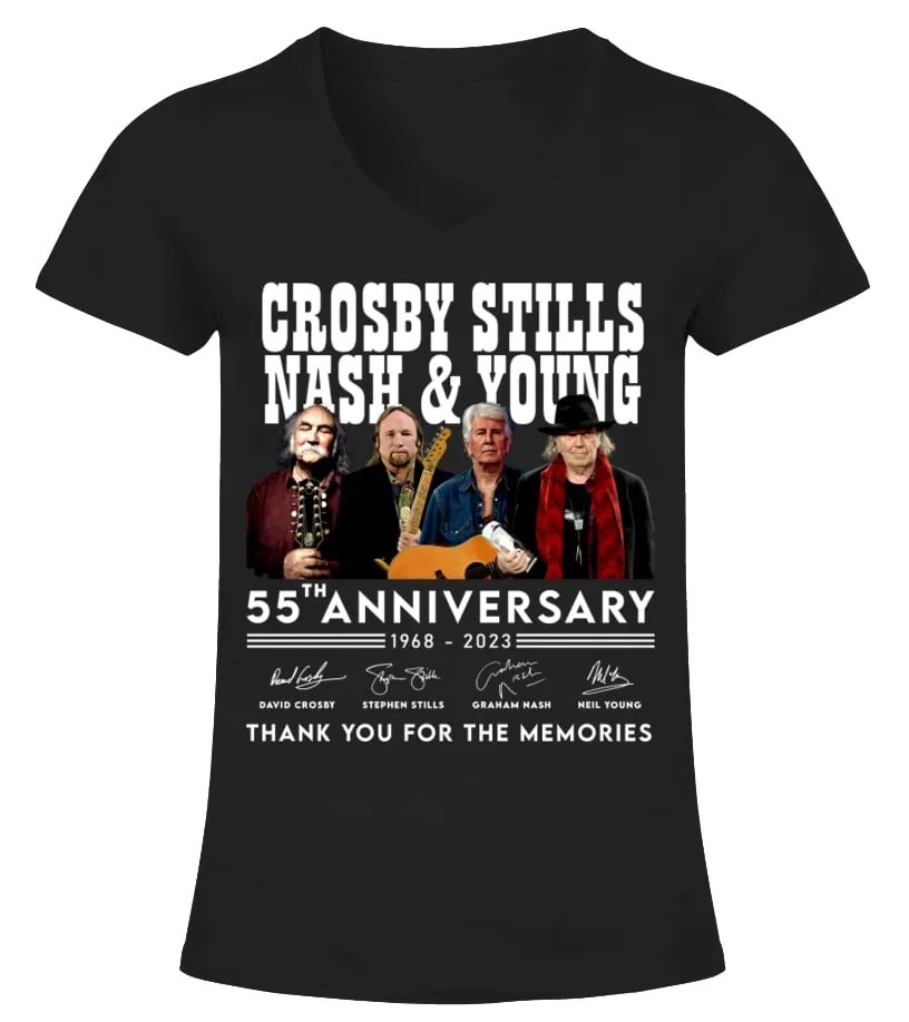 Crosby, Stills, Nash &amp; Young BK (10) Camiseta cuello pico Mujer