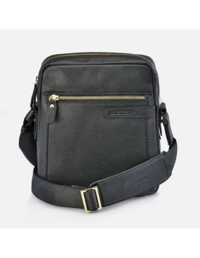 DAVILETTO Bolso bandolera grande para hombre en piel color negro