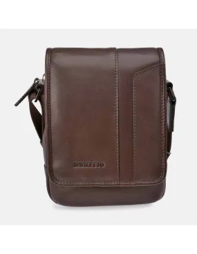 DAVILETTO Bolso bandolera para hombre en piel marrón con solapa