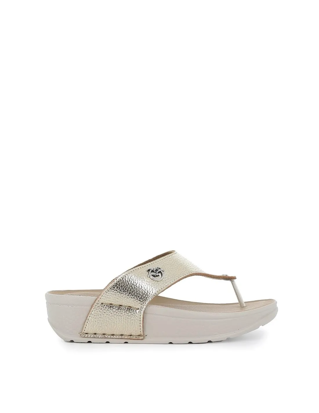 Esclava cuña anatomica de mujer metalizado dorado FLY FLOT